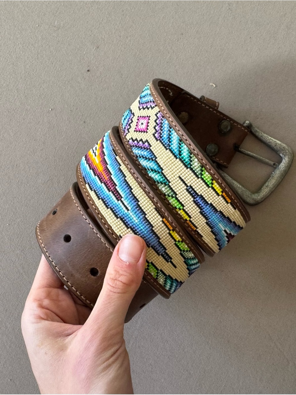 Nacona Western leather beaded belt